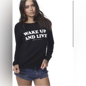Spiritual Gangster Wake Up and Live Black Sweatshirt Size Small Crewneck